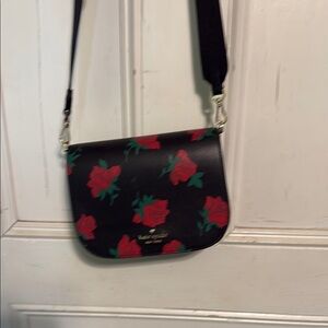 Kate Spade Black and Red Floral Crossbody Bag